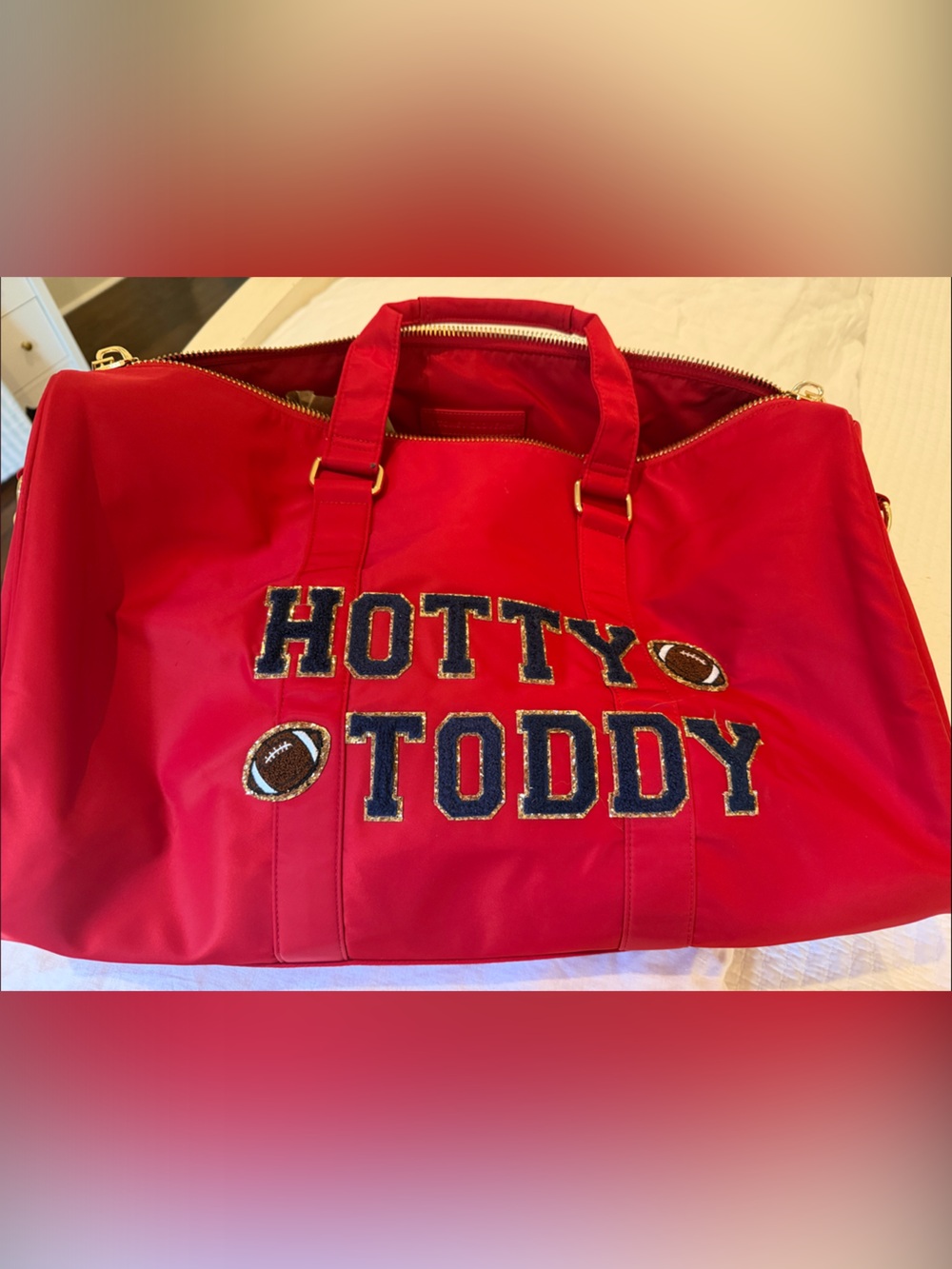 Stoney Clover Lane Hotty Toddy Red Weekend Tote NEVER USED